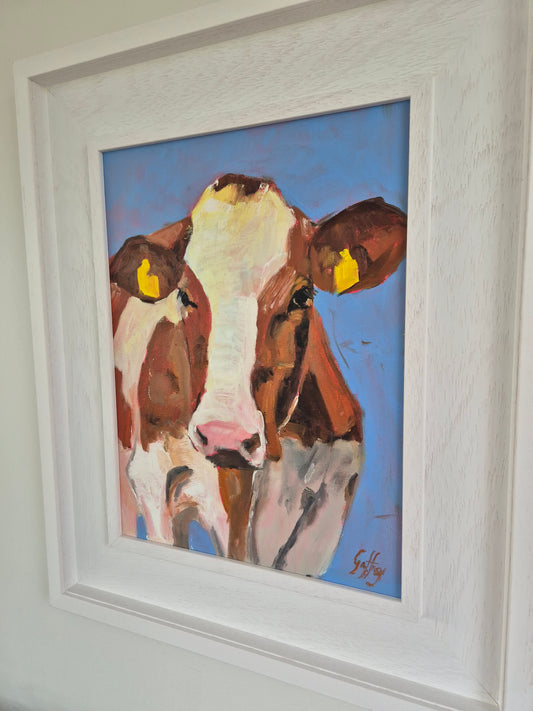 How Now Brown (And White) Cow- Original Oil Painting