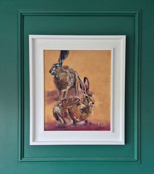 A Pair of Hares- Original Oil Painting
