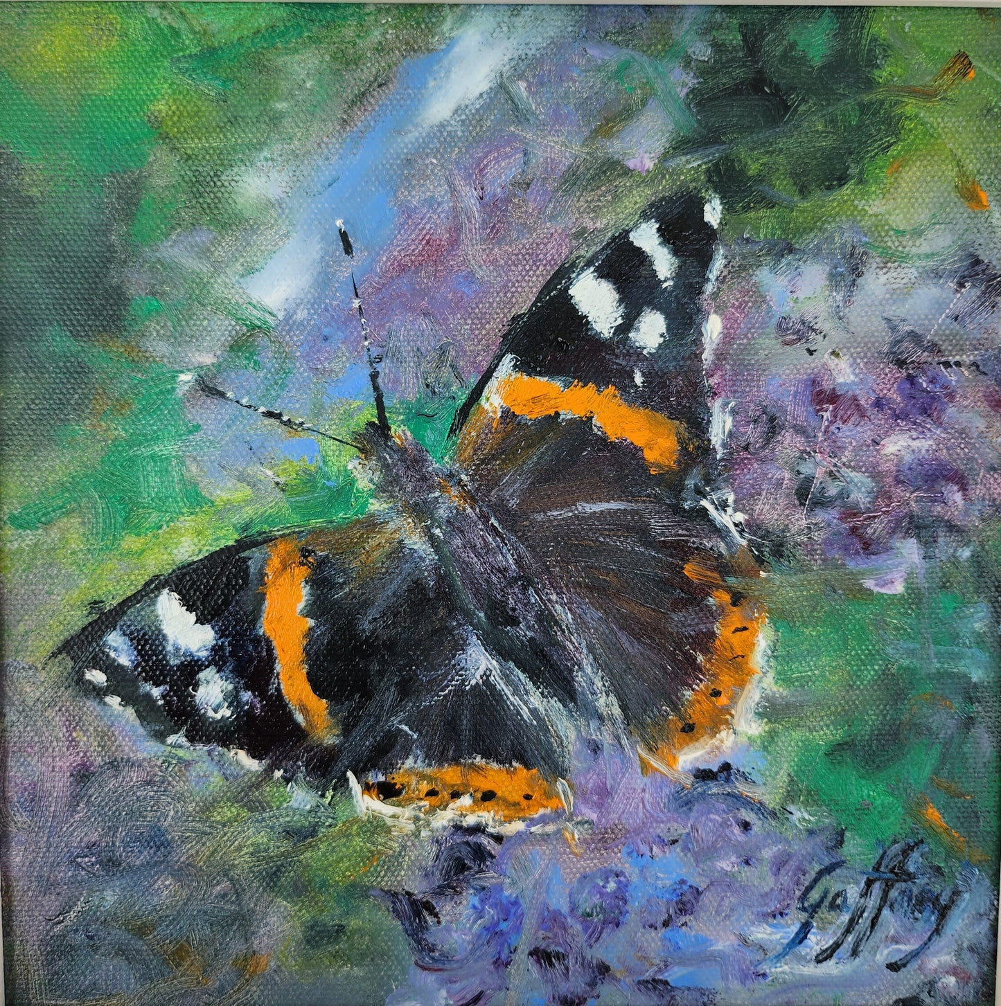 Butterfly- red admiral, original oil