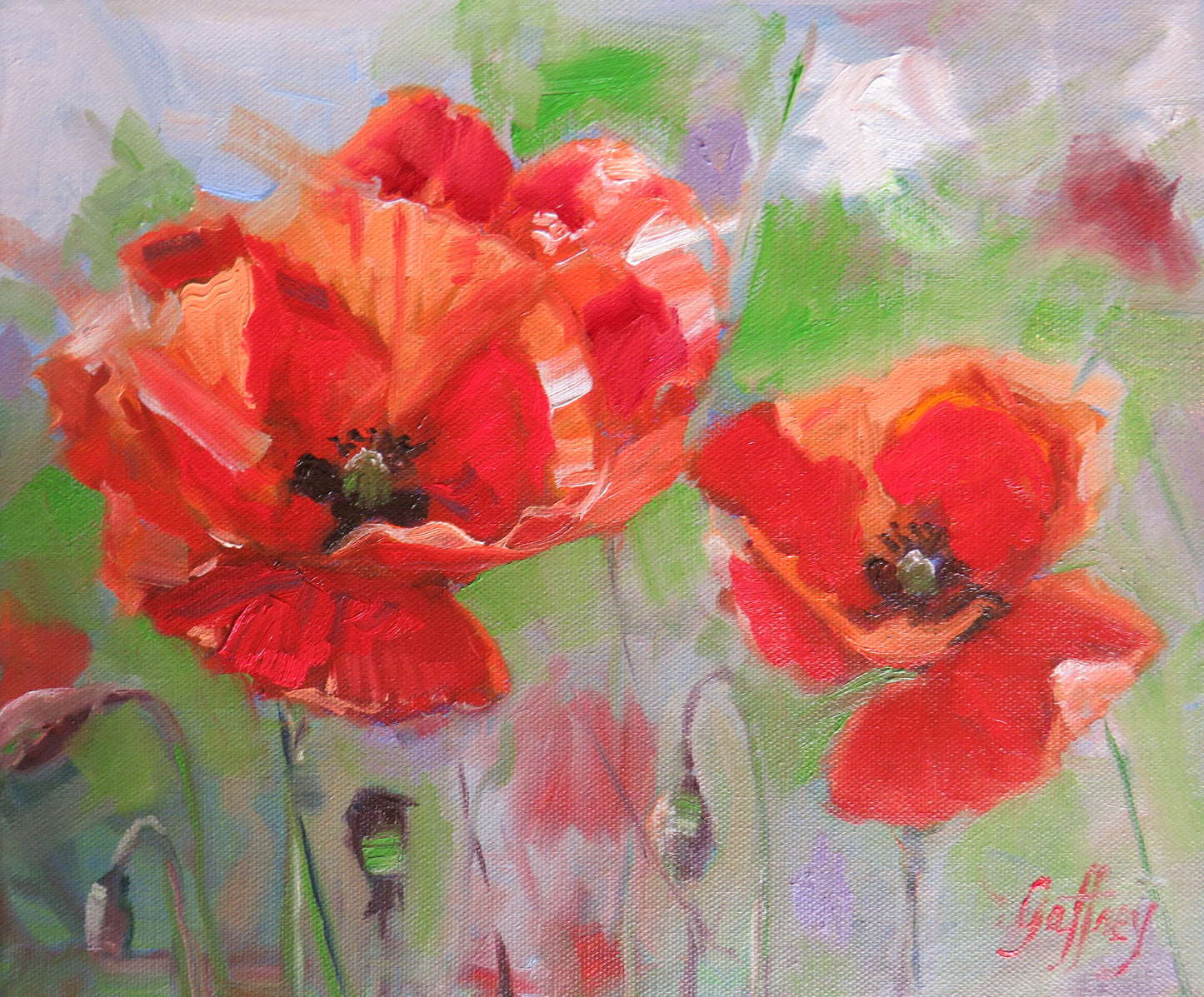 *New* Poppy Haze-Original Oil Painting